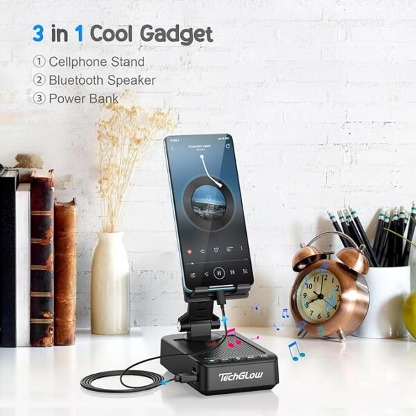 Foldable Cellphone Stand with Bluetooth Speaker Power Bank 360° - Image 2