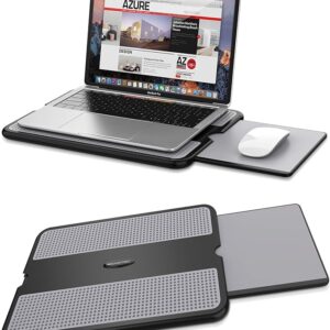 Portable Laptop Lap Desk w/ Retractable Left/Right Mouse Pad Tray