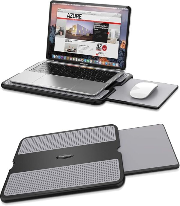 Portable Laptop Lap Desk w/ Retractable Left/Right Mouse Pad Tray